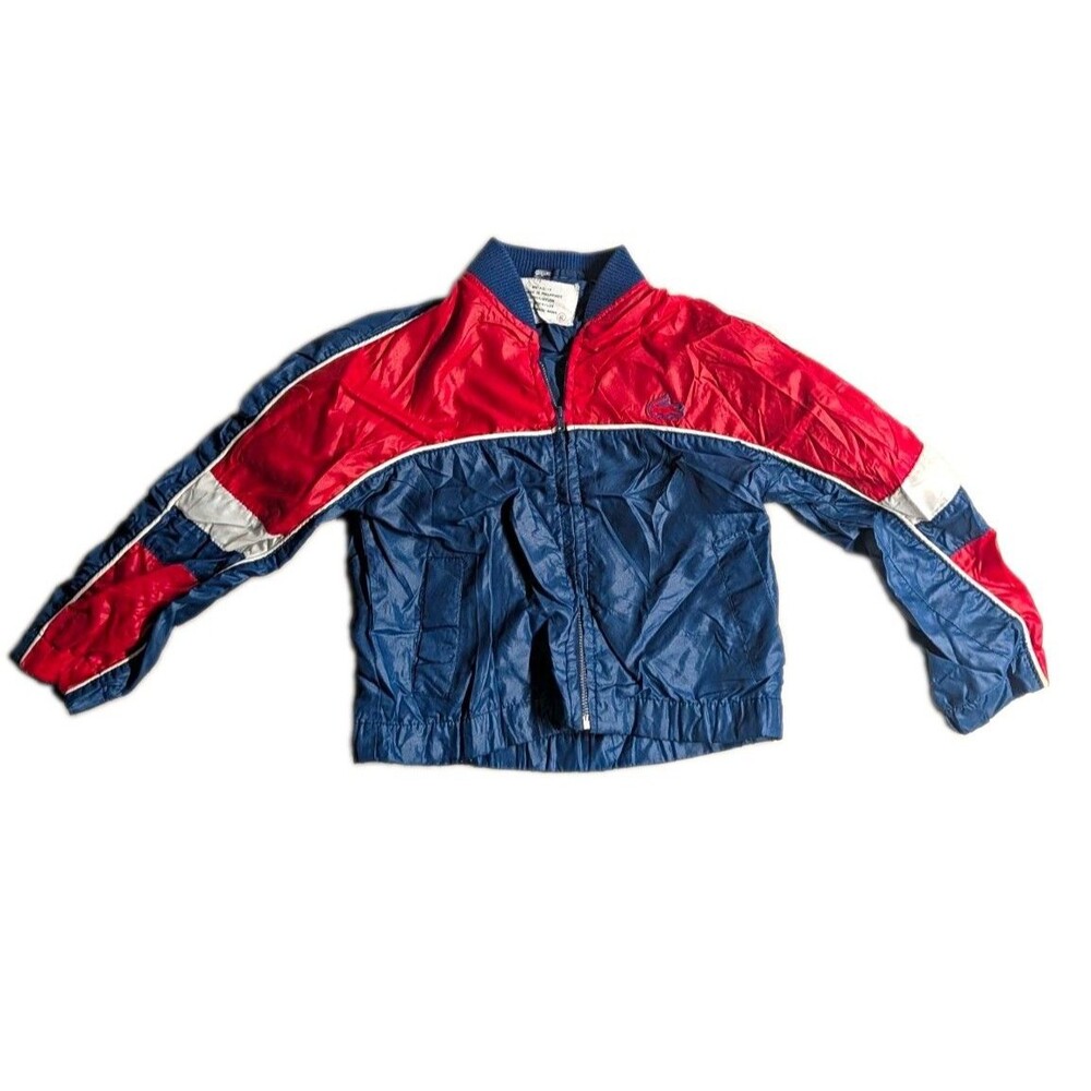 Vintage Izod Lacoste Toddler 6T Nylon Windbreaker Jacket Blue Red Color Block
